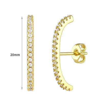 Pendientes de aro de plata de ley 925 con forma de aguja y cristales de circonita, con gotas de agua, dorados, joyería de lujo premium para fiestas.
