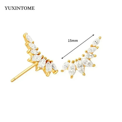 Pendientes de aro de plata de ley 925 con forma de aguja y cristales de circonita, con gotas de agua, dorados, joyería de lujo premium para fiestas.