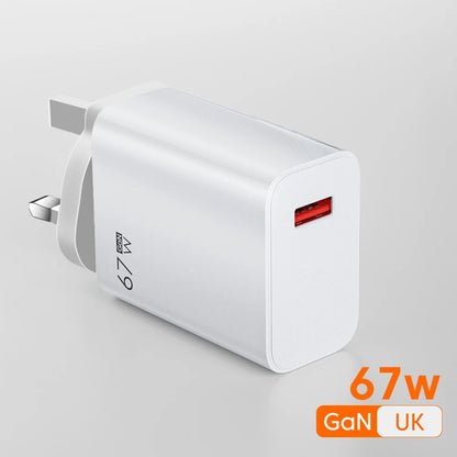 67W EU US UK Plug USB Wall Phone Charger USB Type C Cable For iPhone Samsung Xiaomi Redmi Note Turbo Fast Charger Power Adapter