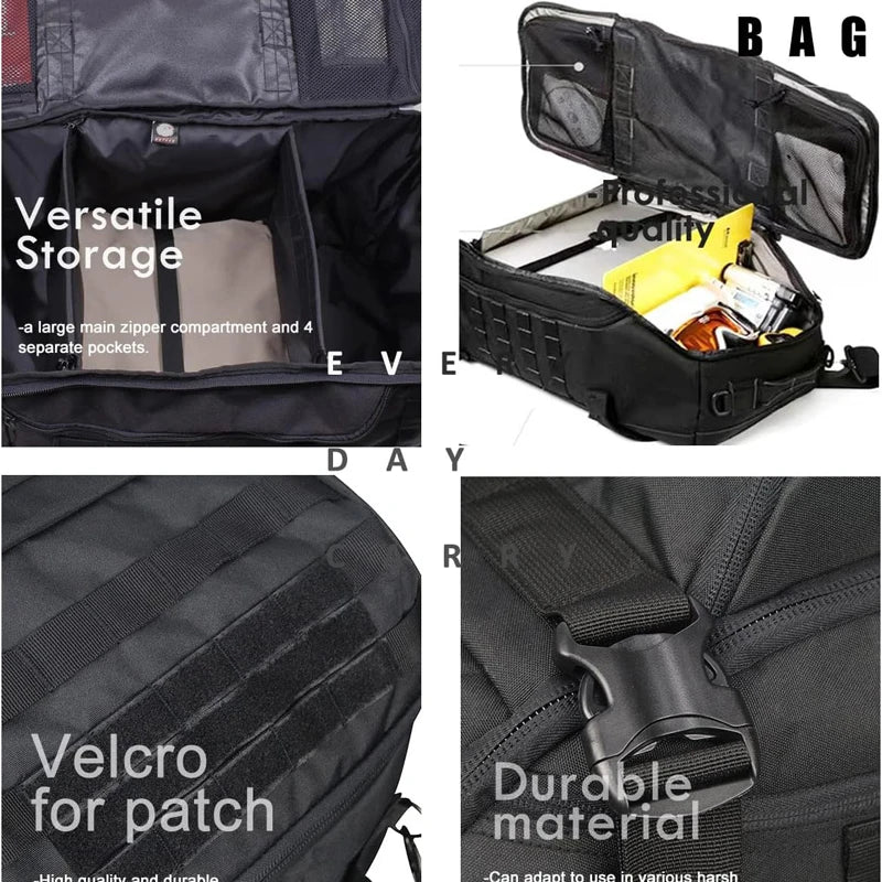 Mochila táctica militar de viaje de 40L, 60L y 80L con correa ajustable, ideal para el fin de semana, para hombres y mujeres, bolsas de gimnasio impermeables.