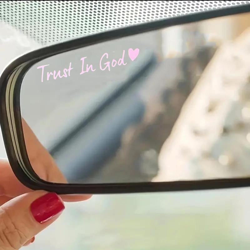 2Pcs Trust in God Car Rearview Mirror Sticker, Car Rearview Mirror Decal, Inspirational Vinyl Sticker, Ideal Christian Gift