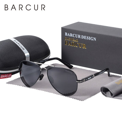 BARCUR 偏光男士太阳镜 飞行员太阳镜 男士配件 驾驶钓鱼徒步眼镜 Oculos Gafas De Sol