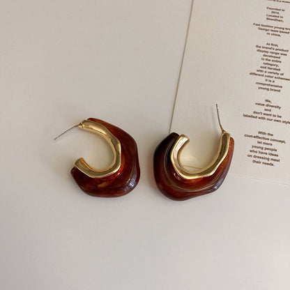 Compra rápida: nuevos pendientes de aro de resina transparente a la moda para mujeres y niñas, pendientes geométricos irregulares de metal acrílico, joyería de fiesta.