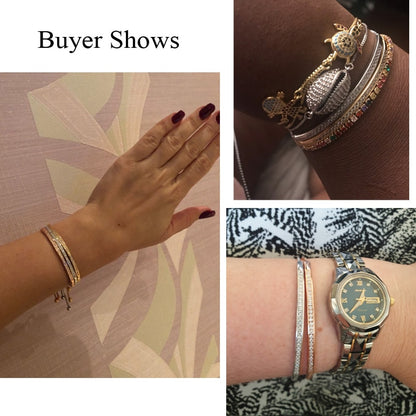 Pulsera ajustable CWWZircons para mujer, con barra deslizante, circonita brillante en color oro rosa, CB089 