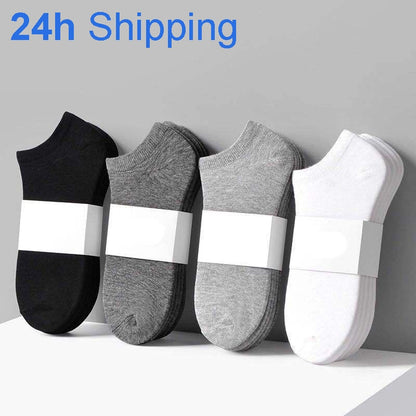 Venta al por mayor, 10 pares de calcetines unisex para hombre y mujer, transpirables, deportivos, de color liso, náuticos, cómodos, de algodón, hasta el tobillo, blancos.