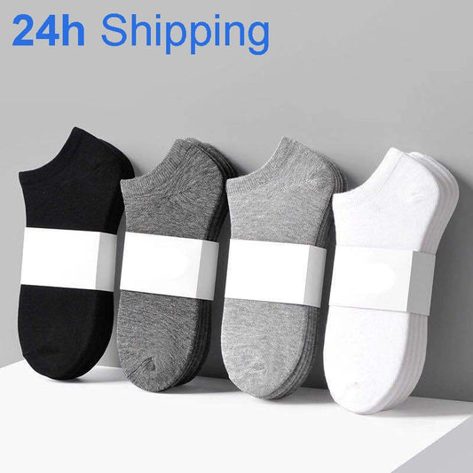 Venta al por mayor, 10 pares de calcetines unisex para hombre y mujer, transpirables, deportivos, de color liso, náuticos, cómodos, de algodón, hasta el tobillo, blancos.