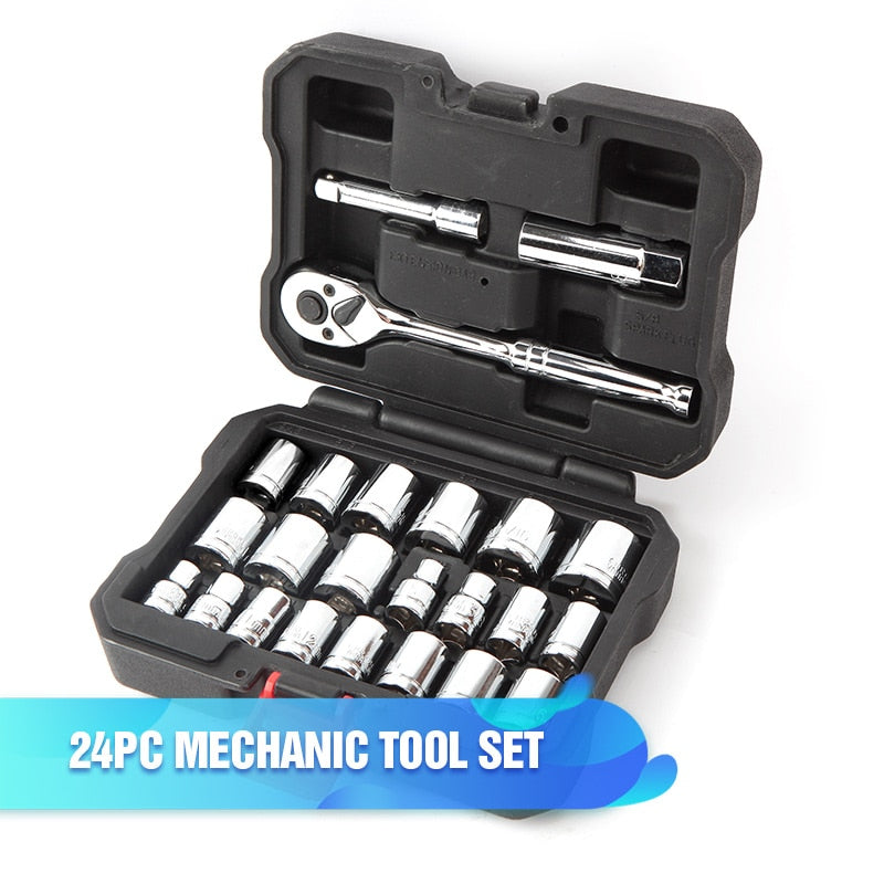Juego de herramientas WORKPRO, herramientas manuales para reparación de automóviles, llave de carraca, juego de vasos, kits profesionales de herramientas para reparación de bicicletas y automóviles.