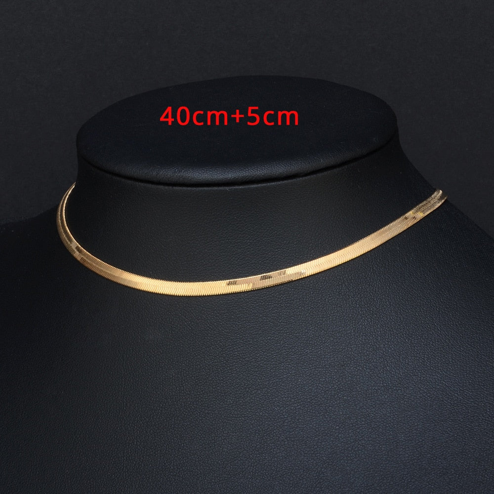 Gargantilla de serpiente de acero inoxidable de 35+5 cm, color dorado y plateado, de alta calidad, para mujer, 2019