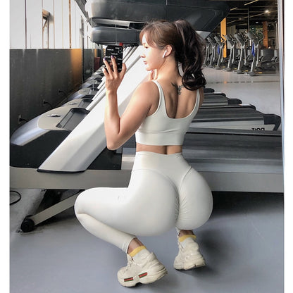 SOISOU - Nuevos pantalones de yoga para mujer, mallas deportivas de nailon con cintura alta, pantalones largos para mujer, mallas push up de cadera, ropa deportiva para mujer