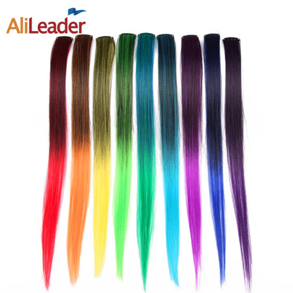 Extensiones de cabello Alileader con clip, 57 colores, ombré, liso, postizos con clip, piezas de cabello Faber de alta temperatura