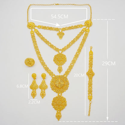 Conjuntos de joyas de Dubái, collar y pendientes de oro para mujer, africanos, franceses, bodas, fiestas, joyas de 24 quilates, regalos nupciales etíopes.