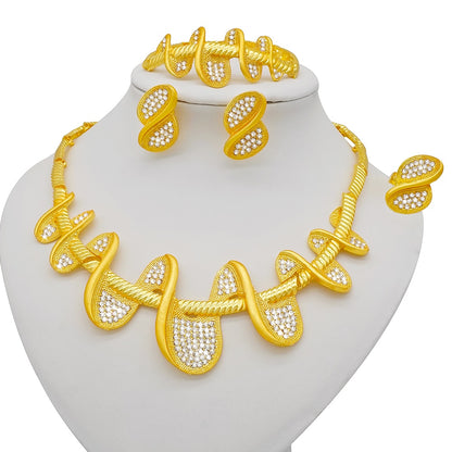Conjuntos de joyas de Dubái, collar y pendientes de oro para mujer, africanos, franceses, bodas, fiestas, joyas de 24 quilates, regalos nupciales etíopes.