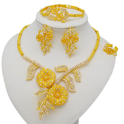 Conjuntos de joyas de Dubái, collar y pendientes de oro para mujer, africanos, franceses, bodas, fiestas, joyas de 24 quilates, regalos nupciales etíopes.