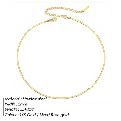 Collar de acero inoxidable dorado estético eManco, gargantilla de cadena de serpiente para mujer, collares para mujer, joyería al por mayor. 