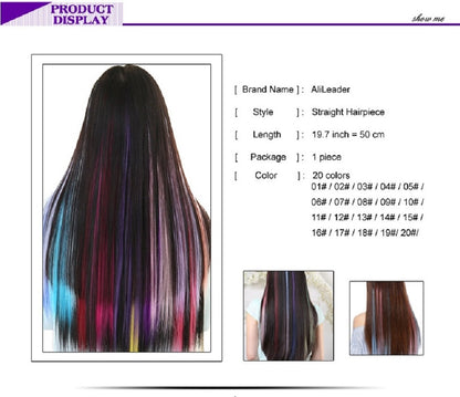 Extensiones de cabello Alileader con clip, 57 colores, ombré, liso, postizos con clip, piezas de cabello Faber de alta temperatura