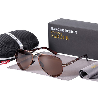 BARCUR 偏光男士太阳镜 飞行员太阳镜 男士配件 驾驶钓鱼徒步眼镜 Oculos Gafas De Sol