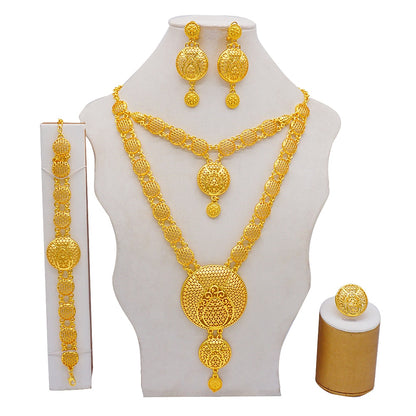 Conjuntos de joyas de Dubái, collar y pendientes de oro para mujer, africanos, franceses, bodas, fiestas, joyas de 24 quilates, regalos nupciales etíopes.