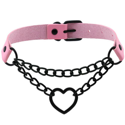Gargantilla de corazón con cadena, estilo gótico, para niñas, estilo grunge, punk, kawaii, para cosplay, accesorios Harajuku
