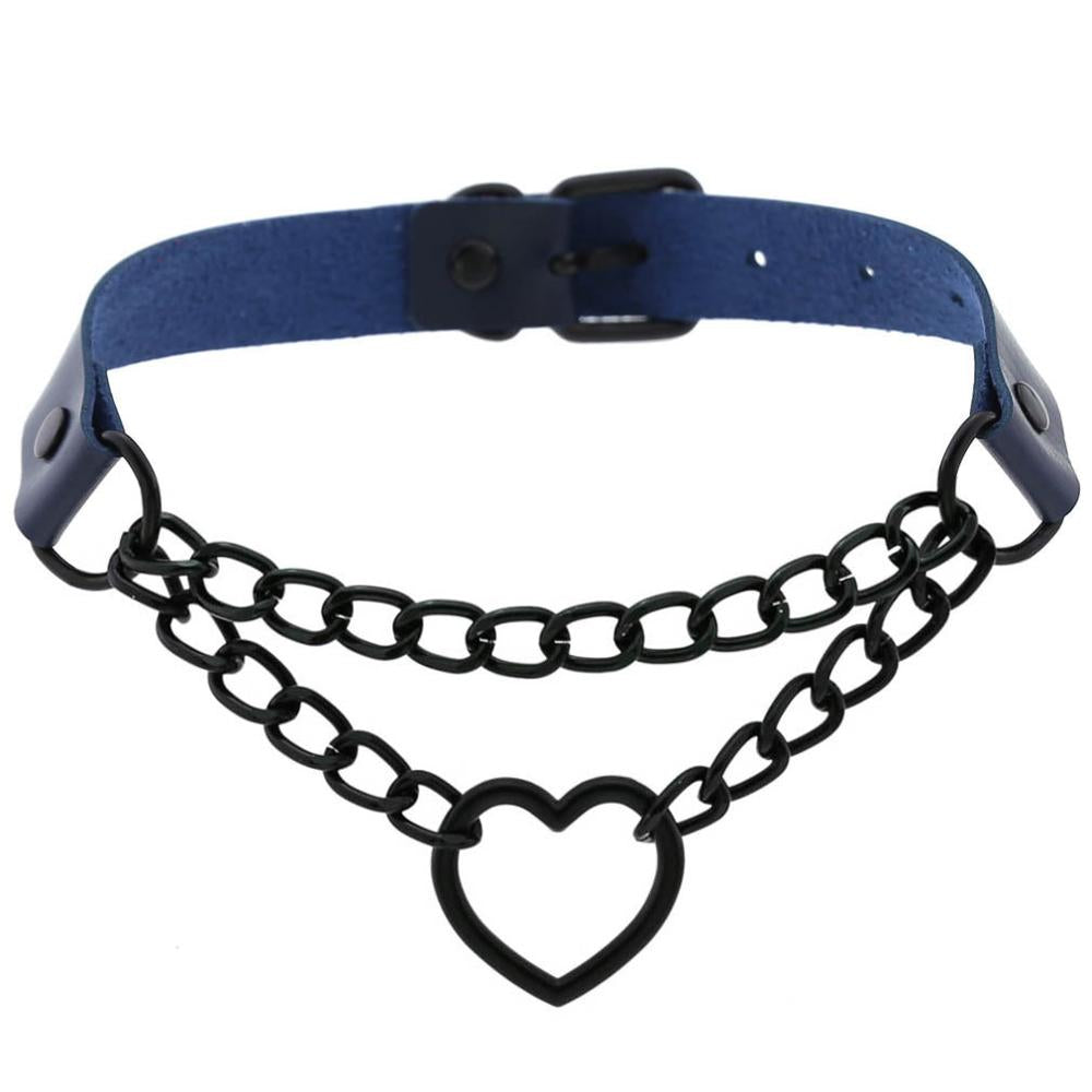 Gargantilla de corazón con cadena, estilo gótico, para niñas, estilo grunge, punk, kawaii, para cosplay, accesorios Harajuku