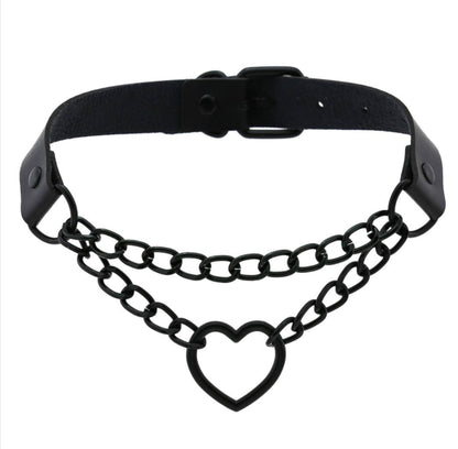 Gargantilla de corazón con cadena, estilo gótico, para niñas, estilo grunge, punk, kawaii, para cosplay, accesorios Harajuku