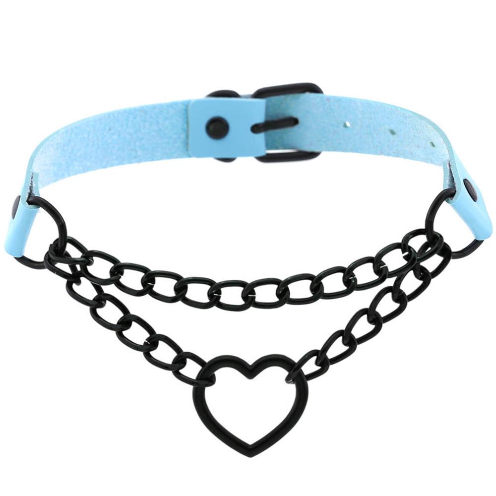 Gargantilla de corazón con cadena, estilo gótico, para niñas, estilo grunge, punk, kawaii, para cosplay, accesorios Harajuku