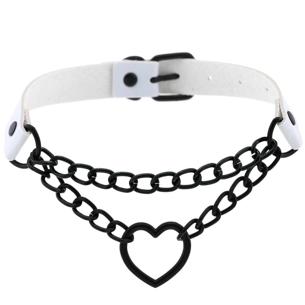 Gargantilla de corazón con cadena, estilo gótico, para niñas, estilo grunge, punk, kawaii, para cosplay, accesorios Harajuku