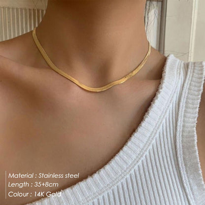 Collar de acero inoxidable dorado estético eManco, gargantilla de cadena de serpiente para mujer, collares para mujer, joyería al por mayor. 