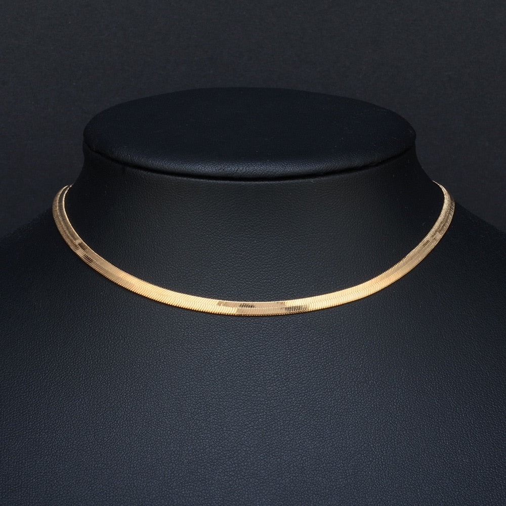 Gargantilla de serpiente de acero inoxidable de 35+5 cm, color dorado y plateado, de alta calidad, para mujer, 2019