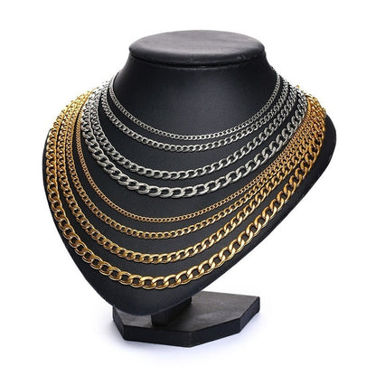 Collar de cadena de eslabones cubanos Vnox para hombre, de acero inoxidable, color dorado y negro, gargantilla masculina, joyería, regalos para él