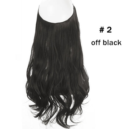 Extensiones de cabello ondulado con halo, 30,5 cm, 40,6 cm y 45,7 cm, invisibles, ombré, bayalage, sintéticas, naturales, con flequillo, alambre oculto, corona. 