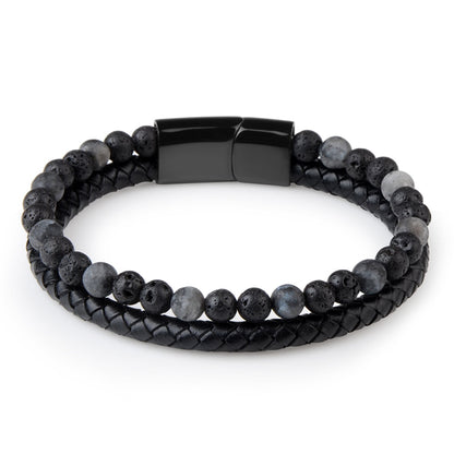Pulseras de piedra natural, pulsera trenzada de cuero genuino, cierre magnético de acero inoxidable negro, brazaletes de cuentas de ojo de tigre, joyería para hombres