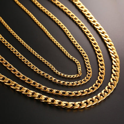 Collar de cadena de eslabones cubanos Vnox para hombre, de acero inoxidable, color dorado y negro, gargantilla masculina, joyería, regalos para él