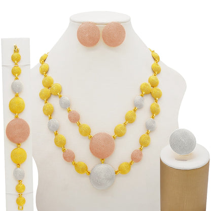 Conjuntos de joyas de Dubái, collar y pendientes de oro para mujer, africanos, franceses, bodas, fiestas, joyas de 24 quilates, regalos nupciales etíopes.