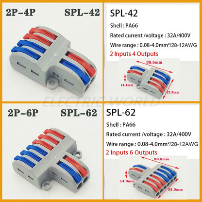 Conector de cable SPL-42 Conector de cableado compacto universal Conector de bloque de terminales a presión para iluminación Mini conector de cable rápido
