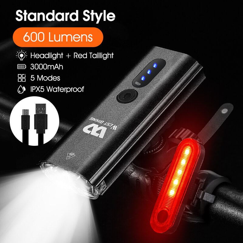 WEST BIKING Bike Front Light Induction Bicycle Bright Light USB Charging Flashlight Cycling Waterproof Torch Bike Headlight