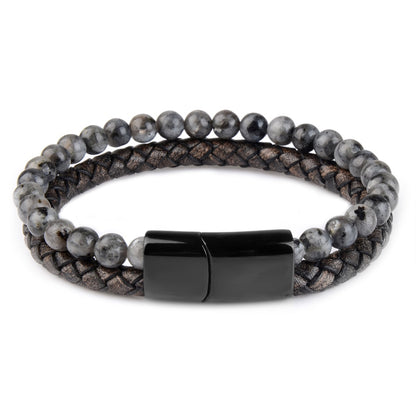 Pulseras de piedra natural, pulsera trenzada de cuero genuino, cierre magnético de acero inoxidable negro, brazaletes de cuentas de ojo de tigre, joyería para hombres