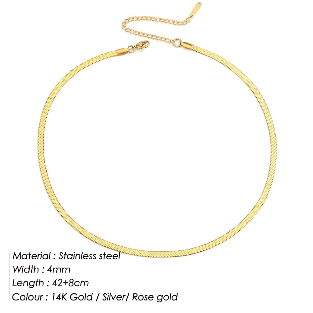 Collar de acero inoxidable dorado estético eManco, gargantilla de cadena de serpiente para mujer, collares para mujer, joyería al por mayor. 