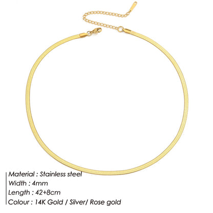 Collar de acero inoxidable dorado estético eManco, gargantilla de cadena de serpiente para mujer, collares para mujer, joyería al por mayor. 