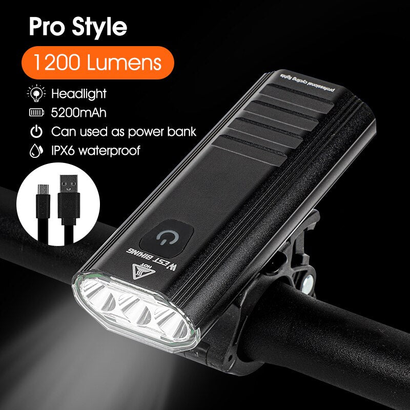 WEST BIKING Bike Front Light Induction Bicycle Bright Light USB Charging Flashlight Cycling Waterproof Torch Bike Headlight