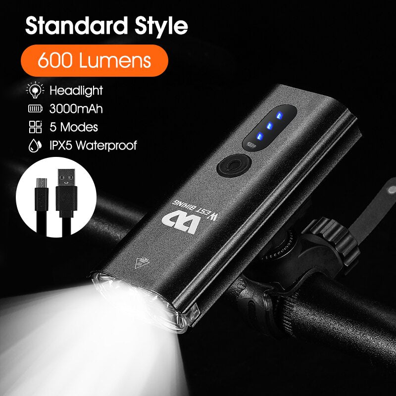 WEST BIKING Bike Front Light Induction Bicycle Bright Light USB Charging Flashlight Cycling Waterproof Torch Bike Headlight
