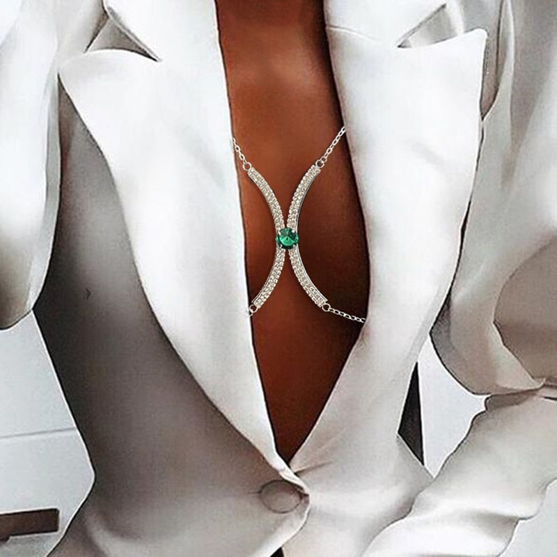Sujetador de moda con soporte para el pecho verde, lencería sexy para mujer, sujetador de cristal, sujetador exótico para discoteca, DJ, sujetador tipo bralette
