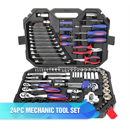Juego de herramientas WORKPRO, herramientas manuales para reparación de automóviles, llave de carraca, juego de vasos, kits profesionales de herramientas para reparación de bicicletas y automóviles.