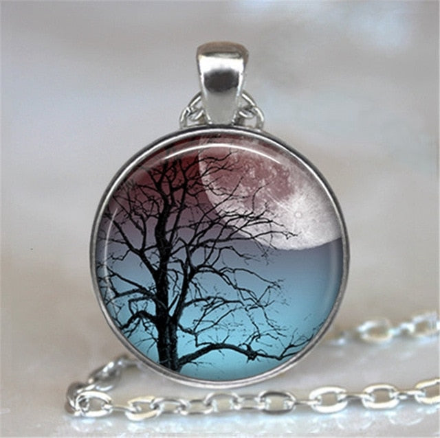 Collar y colgante con cabujón de cristal del árbol de la vida, joyería vintage, gargantilla de cadena con dijes, joyería Steampunk, regalo para mujer