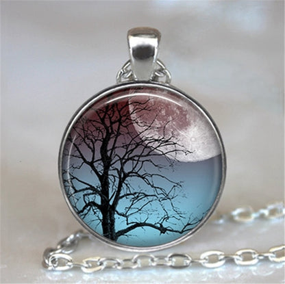 Collar y colgante con cabujón de cristal del árbol de la vida, joyería vintage, gargantilla de cadena con dijes, joyería Steampunk, regalo para mujer