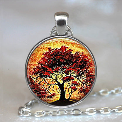 Collar y colgante con cabujón de cristal del árbol de la vida, joyería vintage, gargantilla de cadena con dijes, joyería Steampunk, regalo para mujer