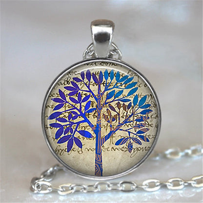 Collar y colgante con cabujón de cristal del árbol de la vida, joyería vintage, gargantilla de cadena con dijes, joyería Steampunk, regalo para mujer