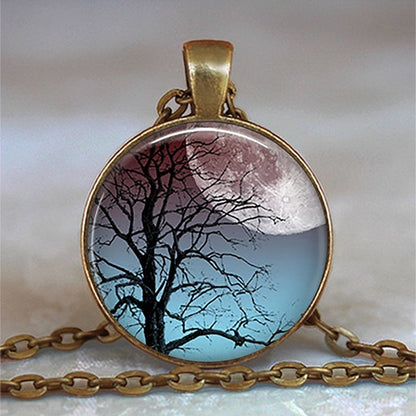 Collar y colgante con cabujón de cristal del árbol de la vida, joyería vintage, gargantilla de cadena con dijes, joyería Steampunk, regalo para mujer