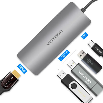 Concentrador Vention Thunderbolt 3 Dock USB-C Tipo C a HDMI, adaptador USB 3.0 RJ45 para MacBook, Samsung S8/S9, Huawei P20 Pro, adaptador USB-C