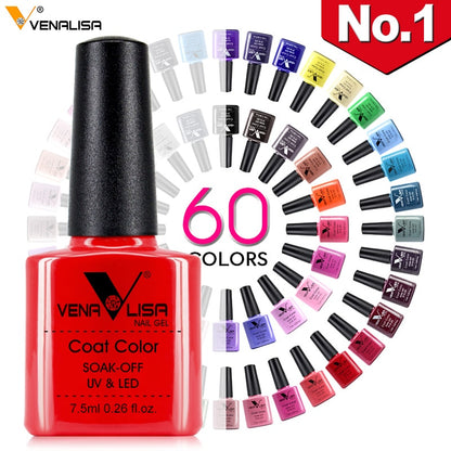 New Free Shipping Nail Art Design Manicure Venalisa 60Color 7.5Ml Soak Off Enamel Gel Polish UV Gel Nail Polish Lacquer Varnish