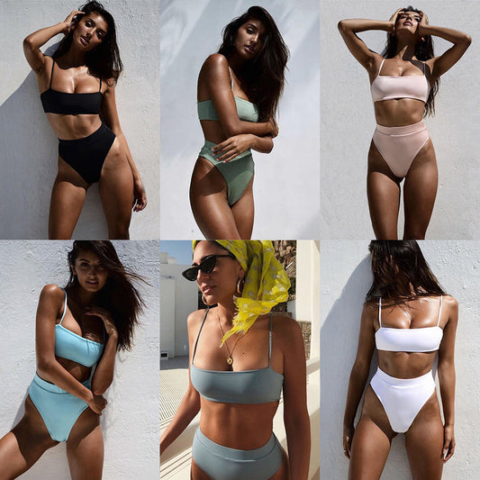 ZTVitality Bikinis Sexys Bikini Push Up Sólido 2019 Venta Caliente Sujetador Acolchado Tirantes Cintura Alta Traje de Baño Traje de Baño Mujeres Estampado Biquini XL